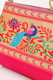Pink Handcrafted Pathani Potli Bag - Avishya