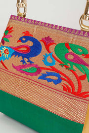 Green Handcrafted Paithani Potli Bag - Avishya