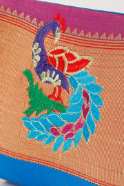 Blue Handcrafted Paithani Potli Bag - Avishya
