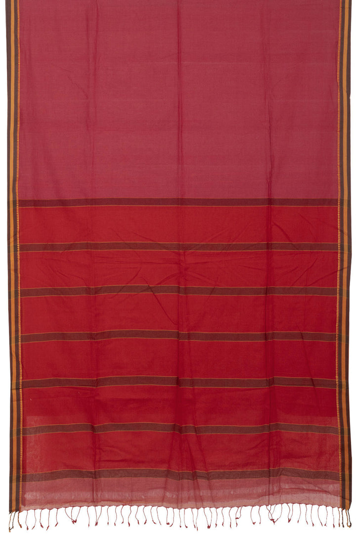 Magenta Handloom Bengal Khadi Cotton Saree - Avishya