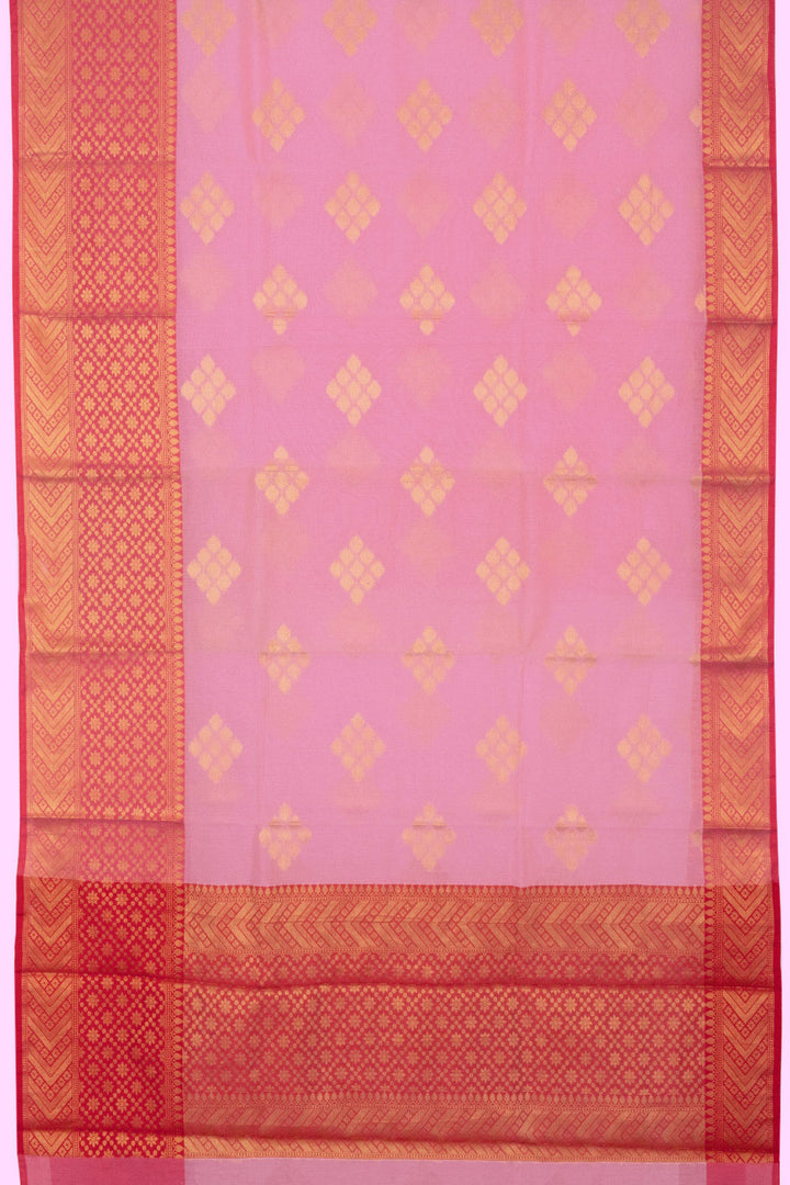 Flamingo Pink Handloom Banarasi Cotton Saree - Avishya