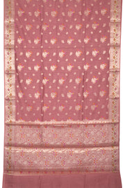Turkish Pink Handloom Banarasi Chiniya Silk Saree 10065481