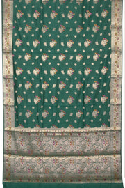 Dark Green Handloom Banarasi Chiniya Silk Saree 10065484