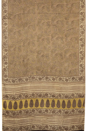 Brown Vanaspathi Hand block Printed Modal Silk Cotton Saree  - Avishya