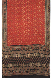 Maroon Vanaspathi Hand block Printed Modal Silk Cotton Saree - Avishya