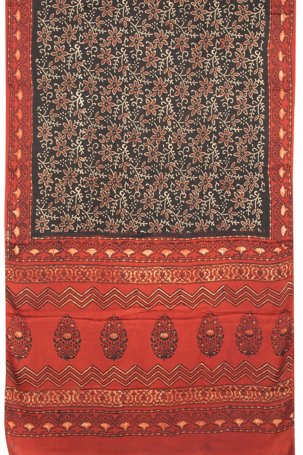 Black Vanaspathi Hand block Printed Modal Silk Cotton Saree - Avishya