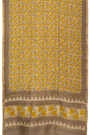 Cream Vanaspathi Hand block Printed Silk Cotton Saree - Avishya