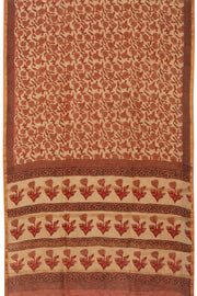 Off White Vanaspathi Hand block Printed Silk Cotton Saree - Avishya