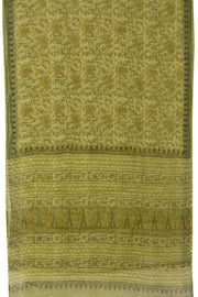 Green Vanaspathi Hand block Printed Kota Cotton saree - Avishya