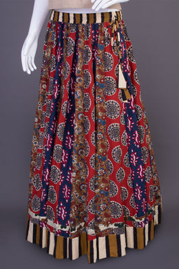 Multi Colour Hand Block Printed Cotton Skirt 10065532(Size-36 to 40)-Avishya