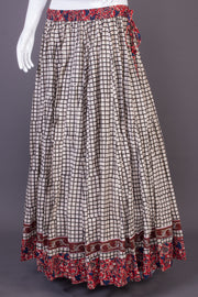 White Hand Block Printed Cotton Skirt 10065535(Size-36 to 40)-Avishya
