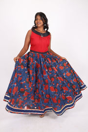 Blue Hand Block Printed Cotton Skirt