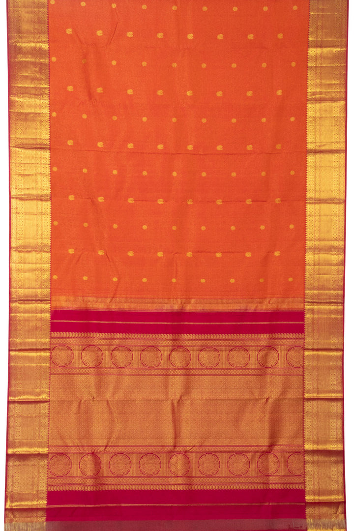 Coral Orange Bridal Kanjivaram Silk Saree -Avishya