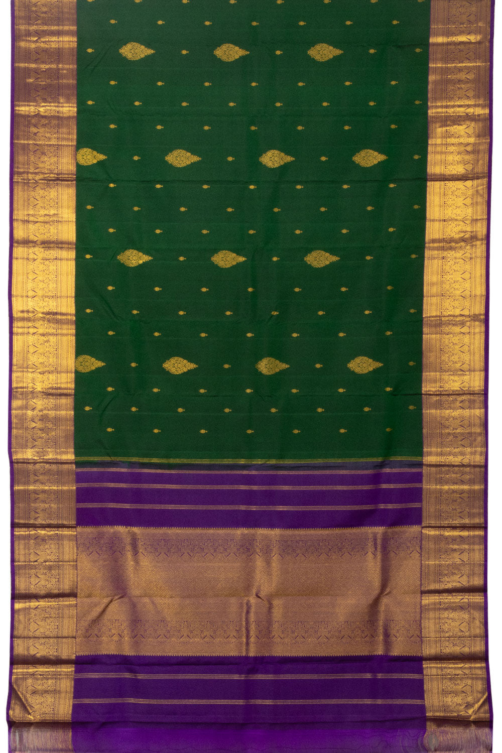 Pine Green Bridal Kanjivaram Silk Saree - Avishya