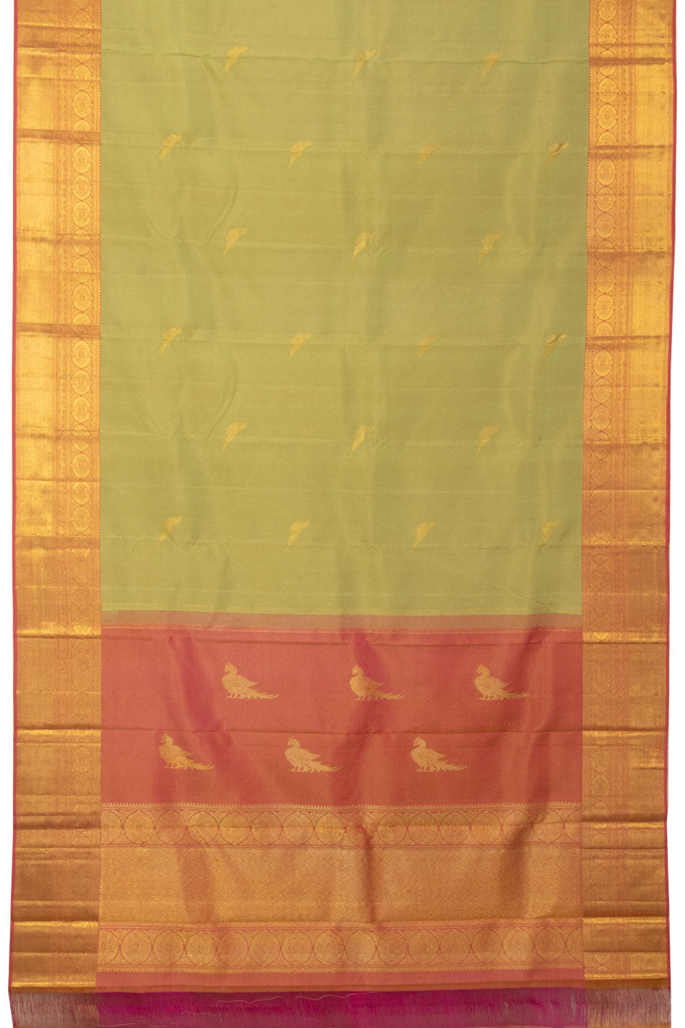 Manure Green Bridal Kanjivaram Silk Saree - Avishya