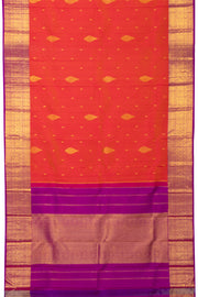 Red Handloom Kanjivaram Korvai Silk Saree - Avishya