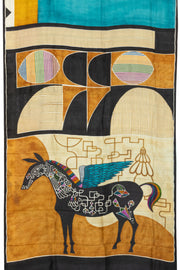  Blue Mulberry Hand Painted Silk Saree - Avishya