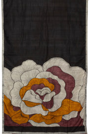  Black Mulberry Hand Painted Silk Saree - Avishya