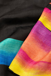 Black Mulberry Hand Painted Silk Saree - Avishya