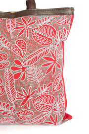 Red Kantha Embroidery Tote Bag - Avishya