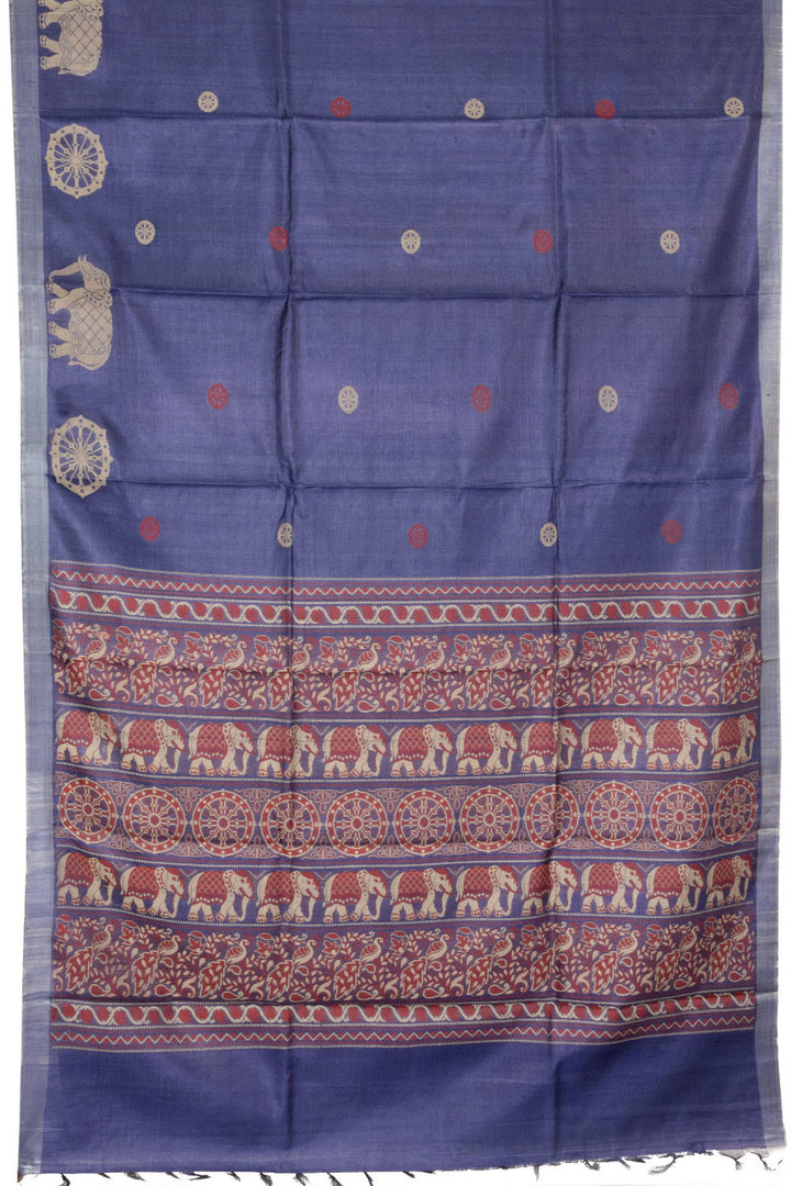 Space Blue Handloom Kosa silk saree - Avishya