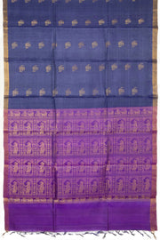 Slate Blue Handloom Kosa silk saree - Avishya