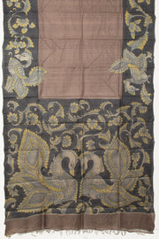 Brown Hand Painted Tussar Silk Saree - Avishya
