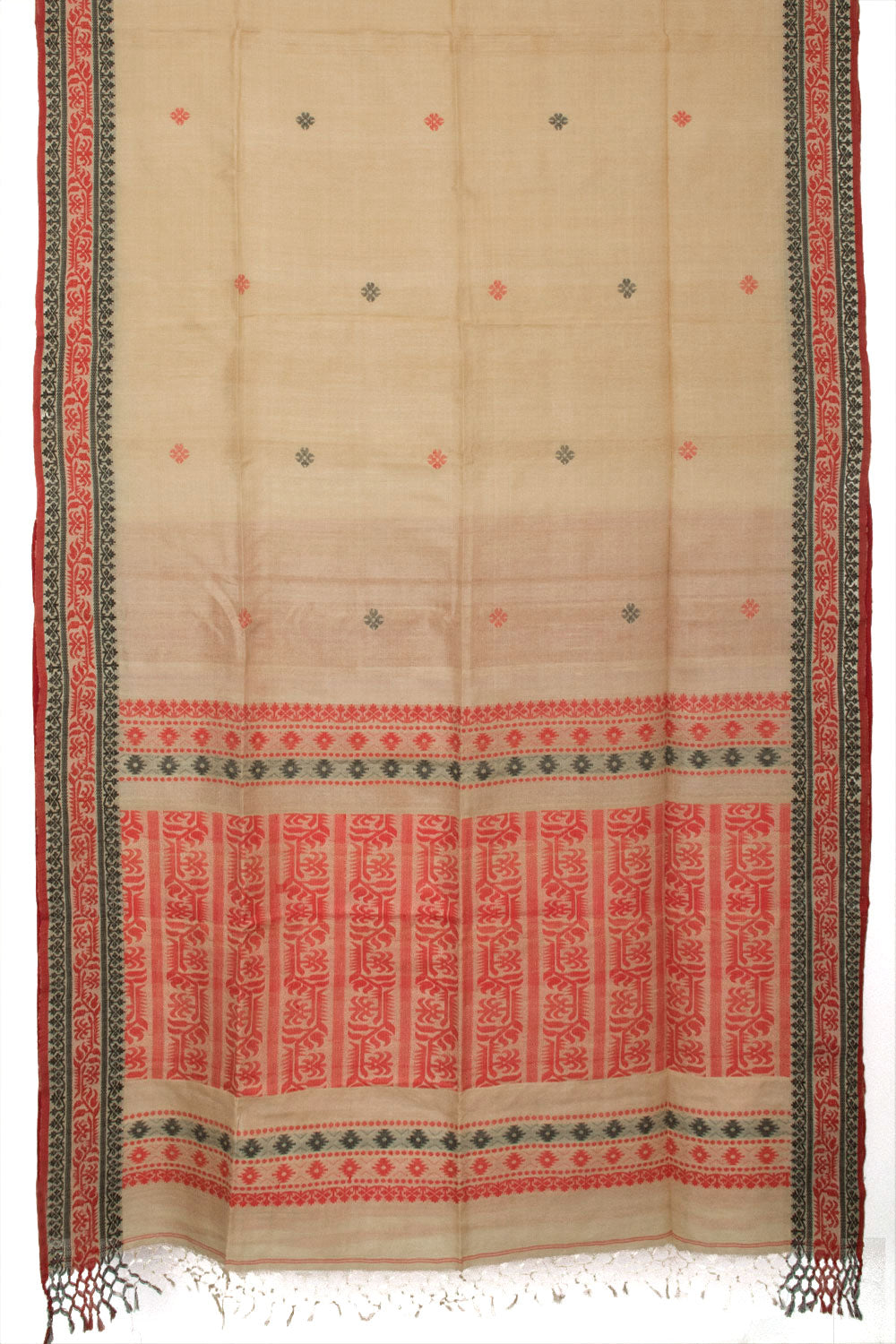 Beige Handloom Jamdani Silk Saree - Avishya