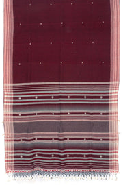 Maroon Handloom Bhujodi Kala Cotton Saree - Avishya