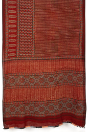 Red Handloom Bhujodi Kala Cotton Saree - Avishya