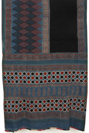 Blue Handloom Bhujodi Kala Cotton Saree - Avishya