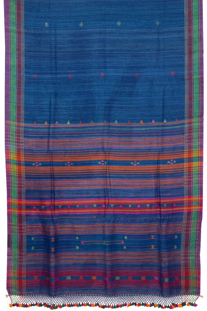 Blue Handloom Bhujodi Kala Cotton Saree - Avishya