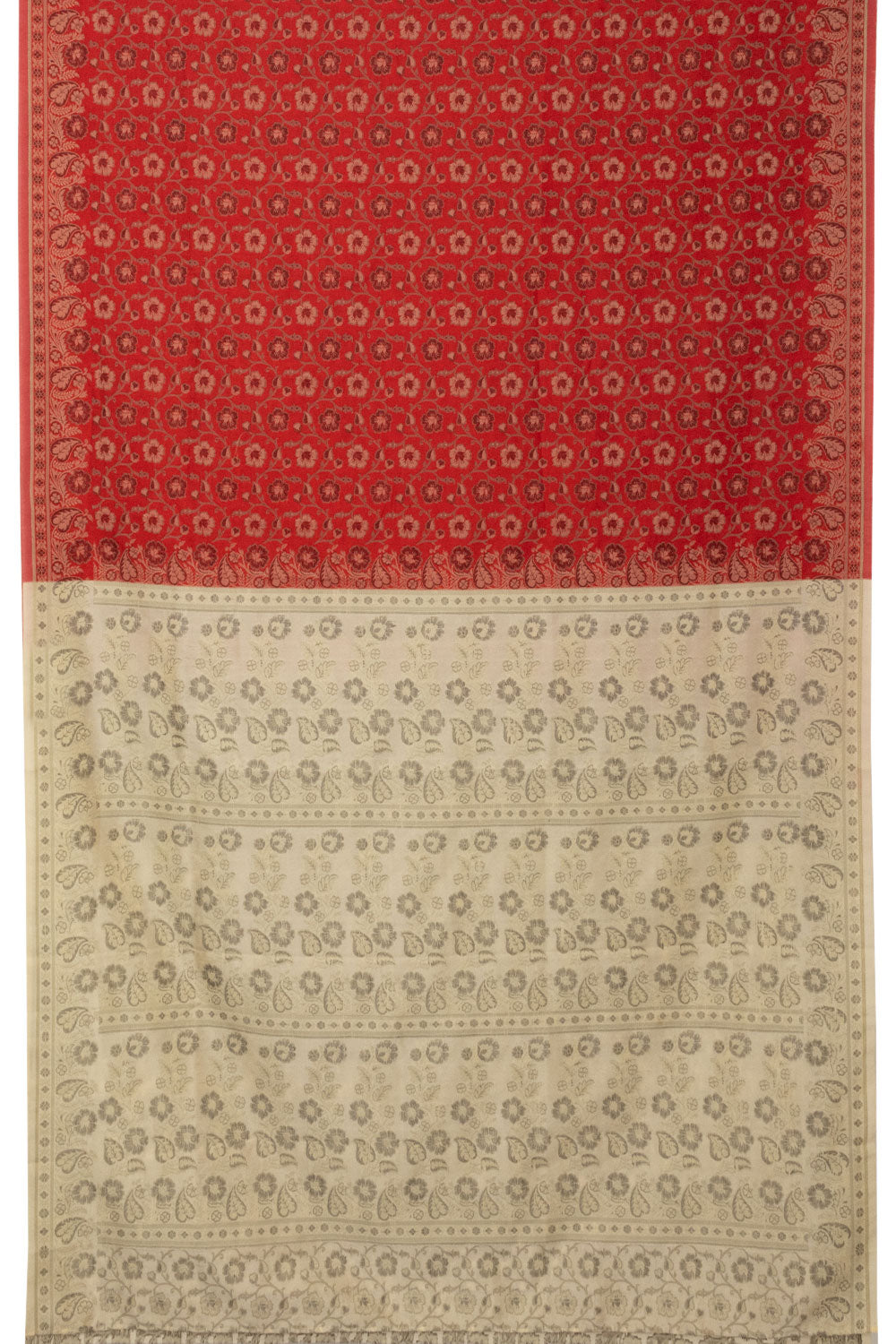 Firebrick red Handloom Himro Silk Cotton Saree- Avishya