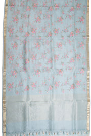 Blue Embroidered Pure Silk Organza Saree - Avishya