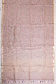 Peach Embroidered Pure Silk Tussar Organza Saree - Avishya