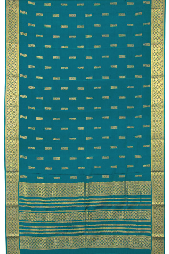 Teal Blue Mysore Crepe Silk Saree - Avishya