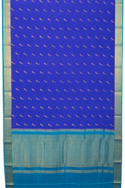 Royal Azure Blue Mysore Crepe Silk Saree With Leaf Butta Design And Zari Border 10076678