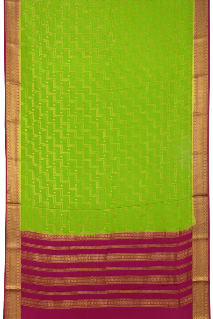 Lawn Green Mysore Crepe Silk Saree - Avishya