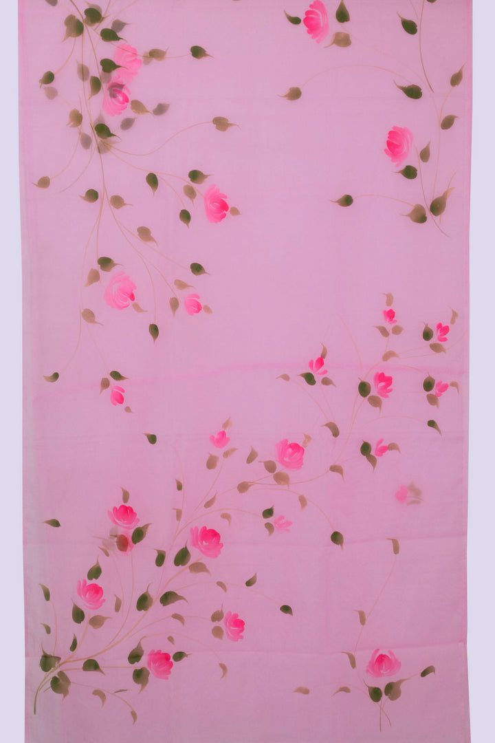 Pink Hand Painted Organza Saree - Avishya