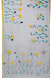 Grey Hand Painted Organza Saree - Avishya