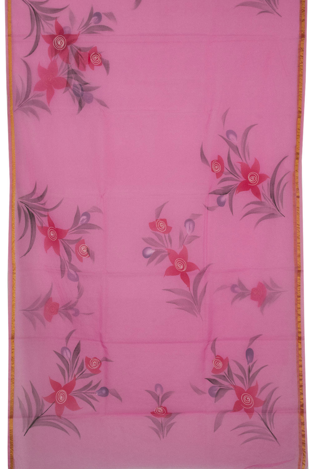 Pink Hand Painted Organza Saree - Avishya