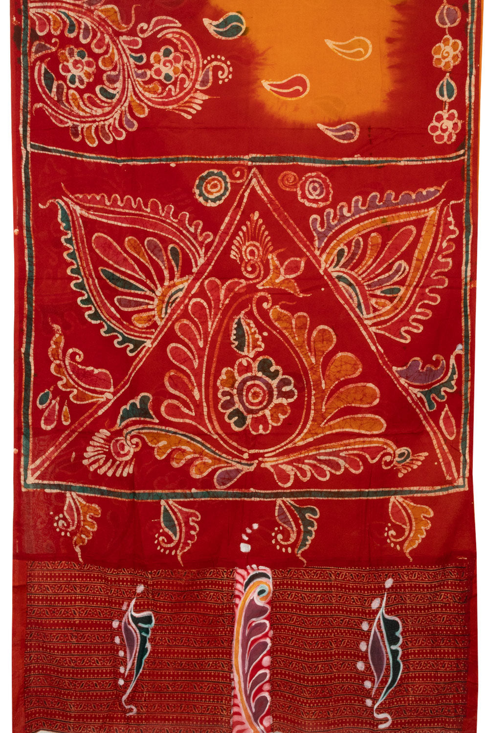Orange Hand painted Cotton saree - Avishya