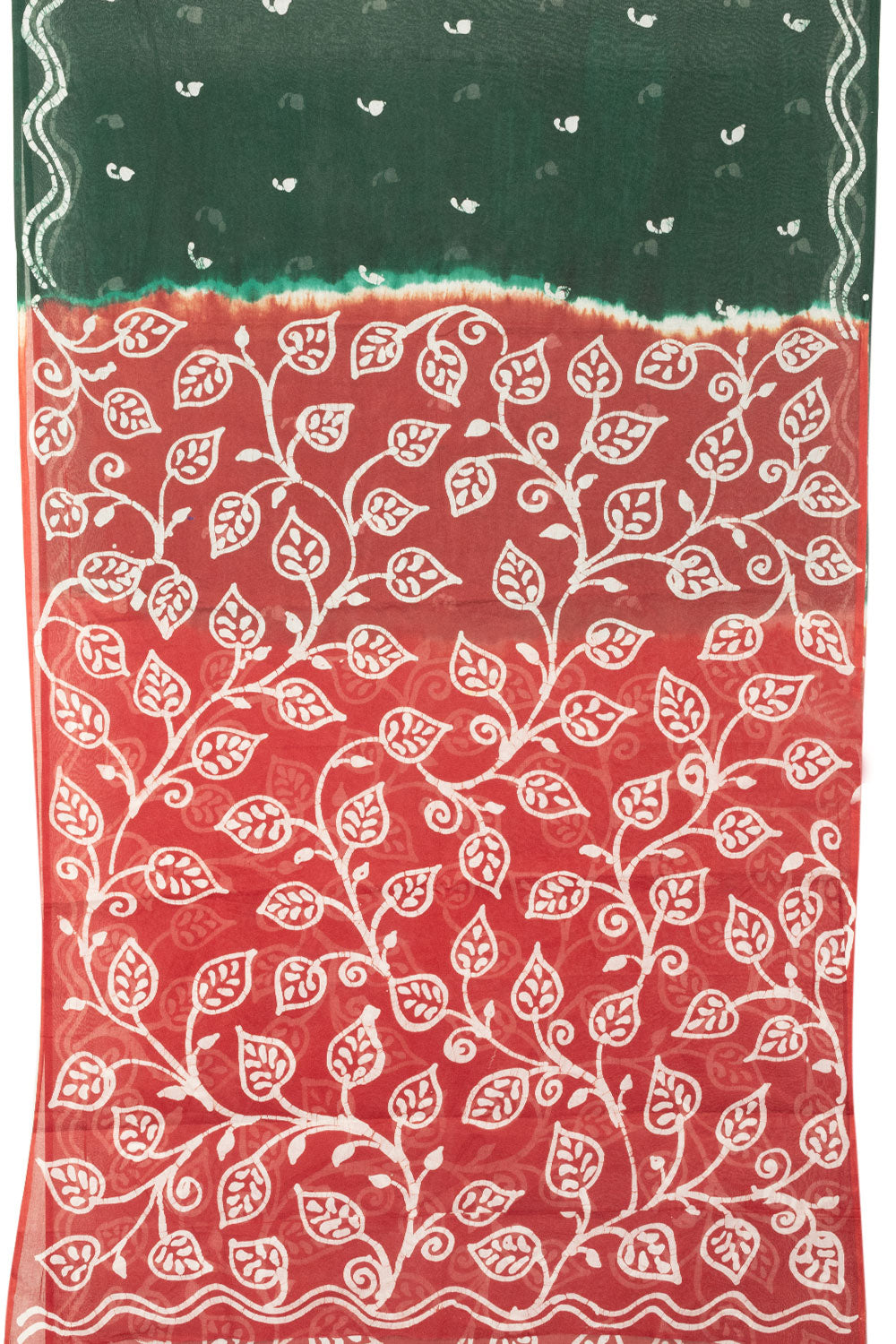 Forest Green Batik Printed Cotton saree -Avishya