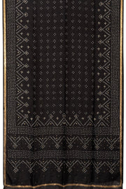 Black Sequin Embroidered Bandhani Mulberry Silk Saree 10066004