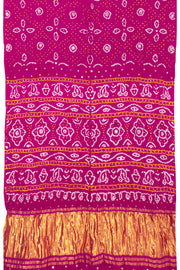 Pink Handcrafted Bandhani Gajji Silk Saree 10066009