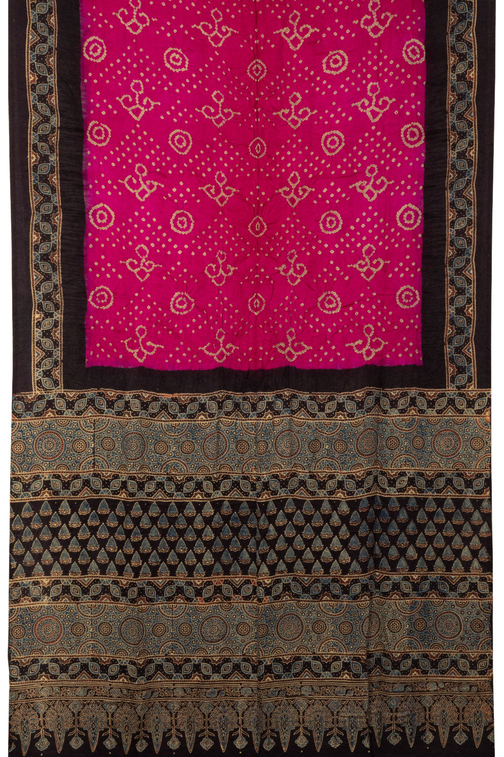 Handcrafted Pink Bandhani Gajji Silk Saree - Avishya
