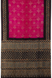 Handcrafted Pink Bandhani Gajji Silk Saree - Avishya