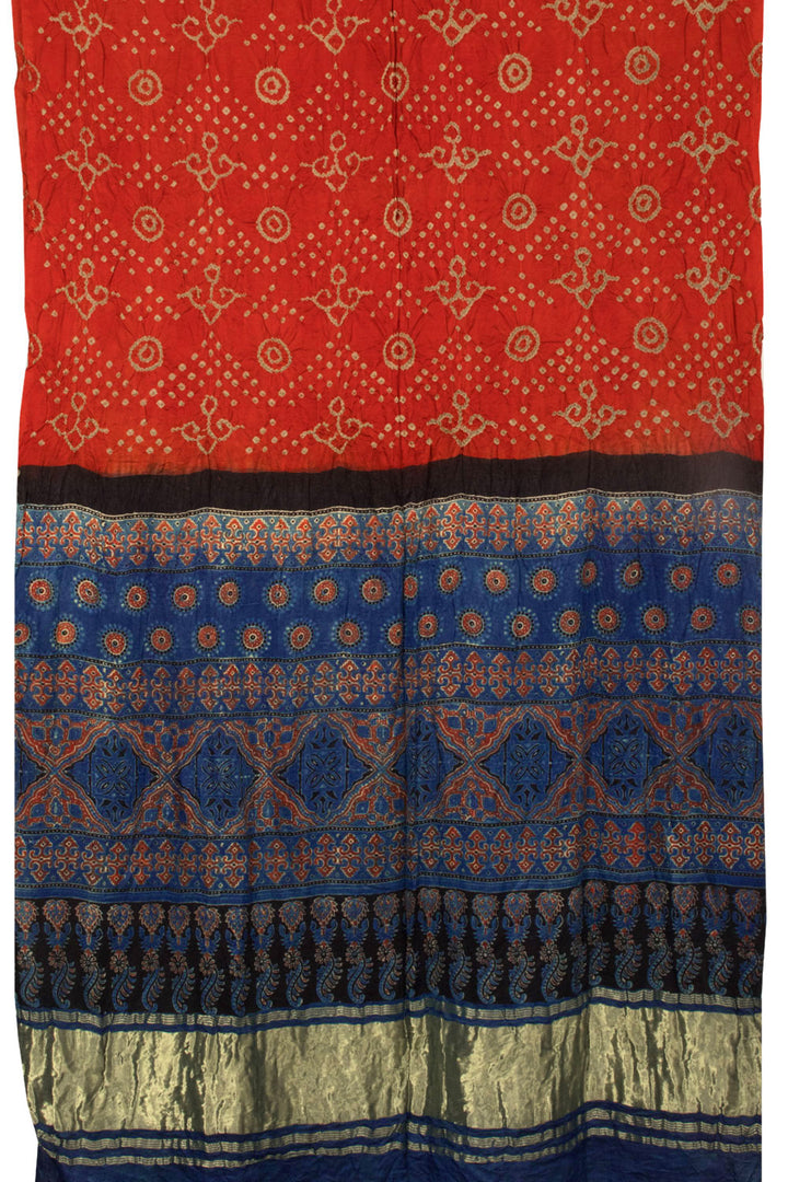 Orange Handcrafted Bandhani Gajji Silk Saree 10066014