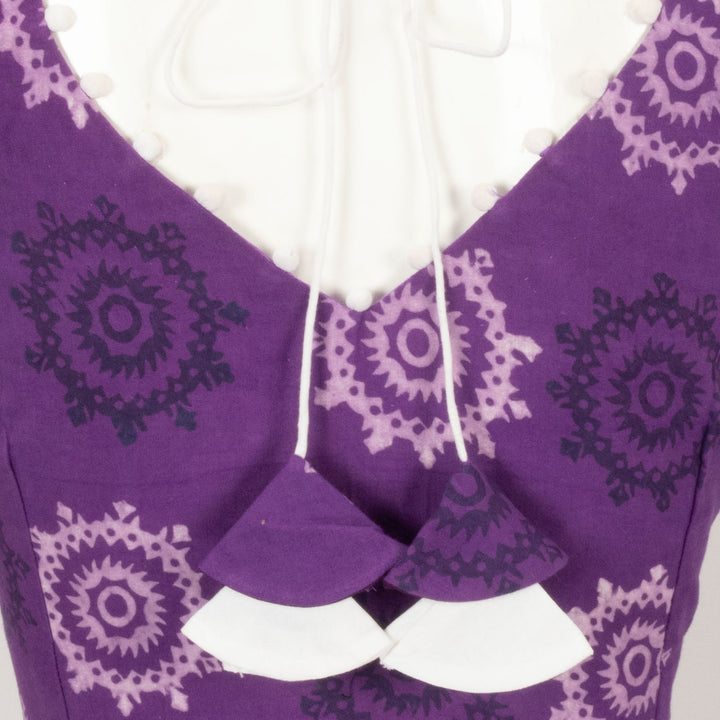 Purple Hand Block Printed Cotton Blouse 10066047