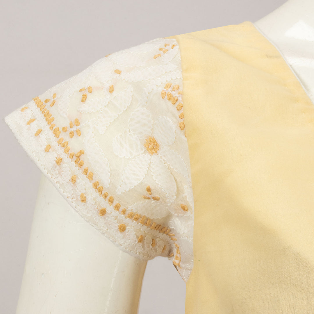 Cream Embroidered Cotton Blouse - Avishya